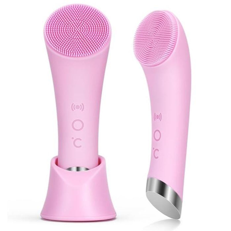 Facial Cleansing Brush, PRITECH Heatable Vibrating Face Scrubber with Massage, Silicone Face Scrubber for Women & Men, Electric Facial Cleanser for Deep Cleansing, Gentle Exfoliating Minihygieneproducts