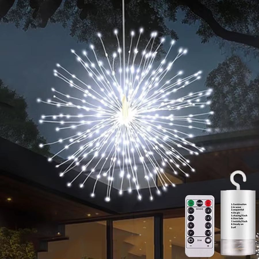 Firework Starburst Light – 120/180/200 LED Battery-Operated Hanging Fairy Globe Light