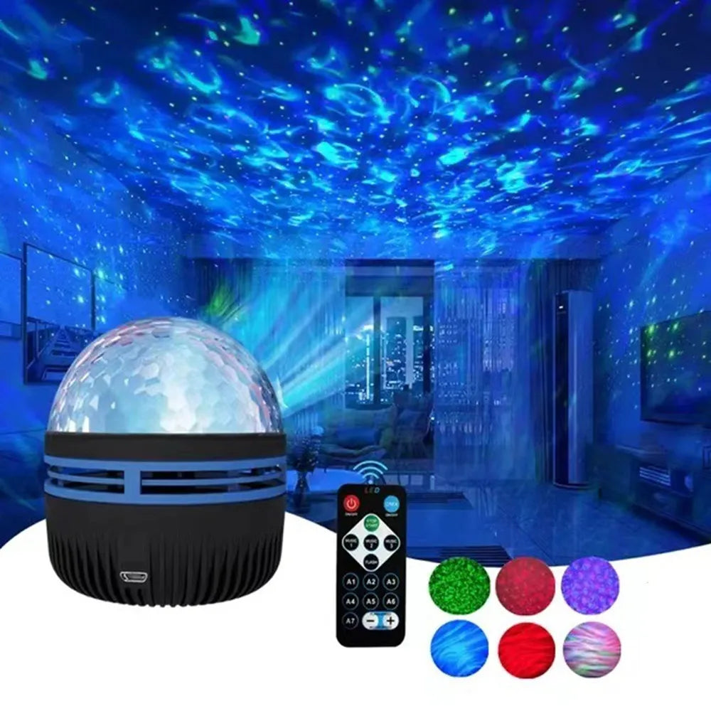 RGB Aurora Galaxy Projector – 360° Rotating USB Night Light for Home Theater Decor