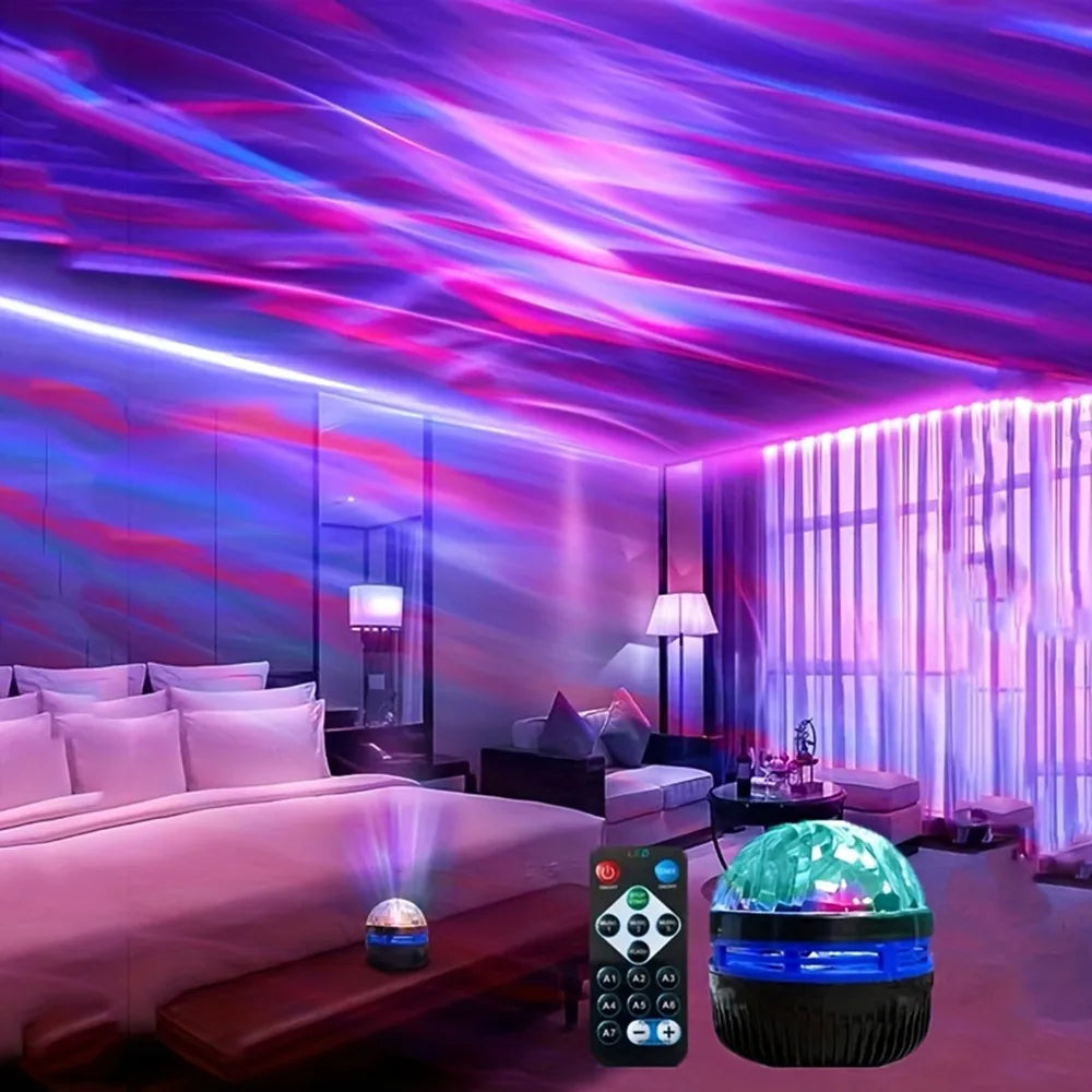 RGB Aurora Galaxy Projector – 360° Rotating USB Night Light for Home Theater Decor