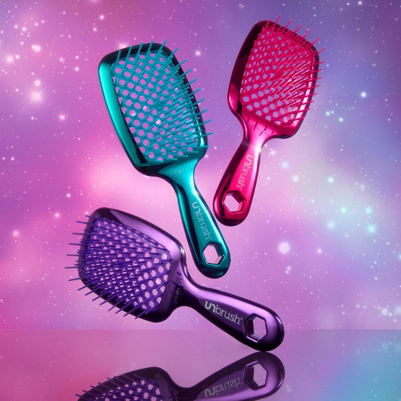 Unbrush Chrome Hair Brush, Detangling, Reduces Breakage and Styling Time, Anti-Static, Vented Cushion, Holiday Special Edition, Gift, for Curly and All Hair Types
