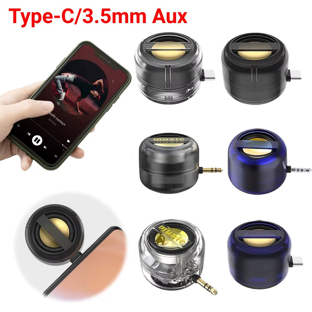 Portable Mini Speaker – Type-C / 3.5mm Plug-In Mobile Phone External Sound Amplifier
