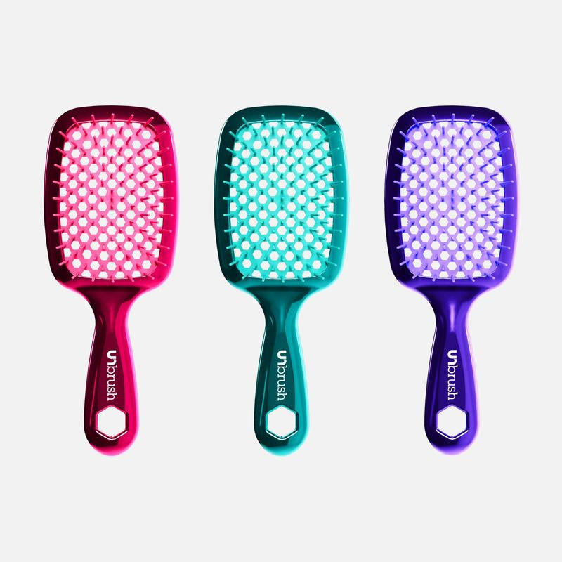 Unbrush Chrome Hair Brush, Detangling, Reduces Breakage and Styling Time, Anti-Static, Vented Cushion, Holiday Special Edition, Gift, for Curly and All Hair Types