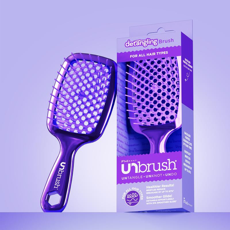 Unbrush Chrome Hair Brush, Detangling, Reduces Breakage and Styling Time, Anti-Static, Vented Cushion, Holiday Special Edition, Gift, for Curly and All Hair Types