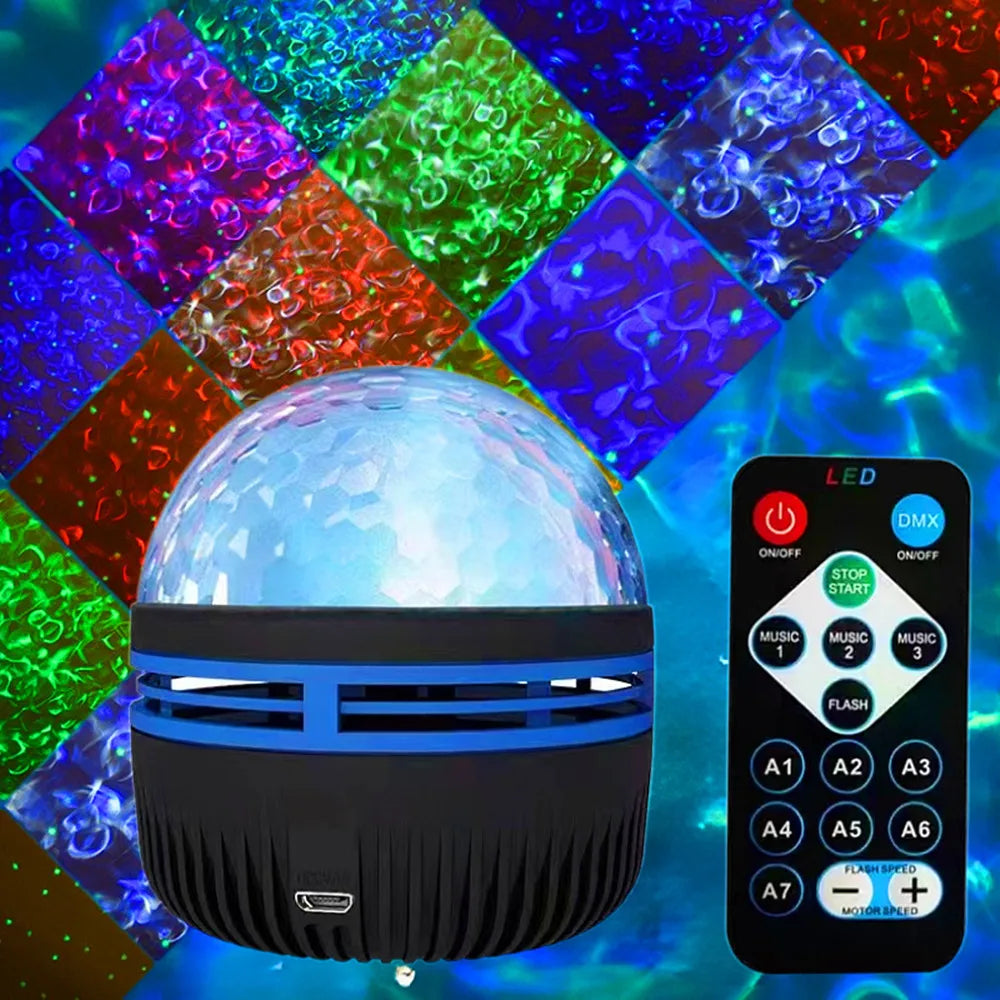 RGB Aurora Galaxy Projector – 360° Rotating USB Night Light for Home Theater Decor