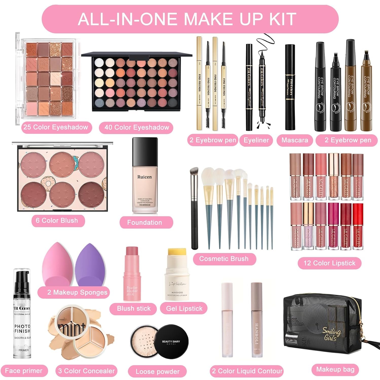 Makeup Kit for Women Full Kit, Makeup Set, Makeup Sets for Women Girls Teens, Maquillaje Para Mujer, Make up Set Includes Foundation 40 Color Eyeshadow Lipgloss Etc Cosmetic Makeup Kit for Girls