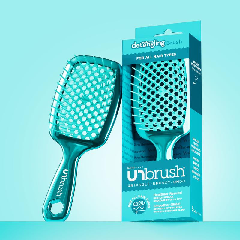 Unbrush Chrome Hair Brush, Detangling, Reduces Breakage and Styling Time, Anti-Static, Vented Cushion, Holiday Special Edition, Gift, for Curly and All Hair Types