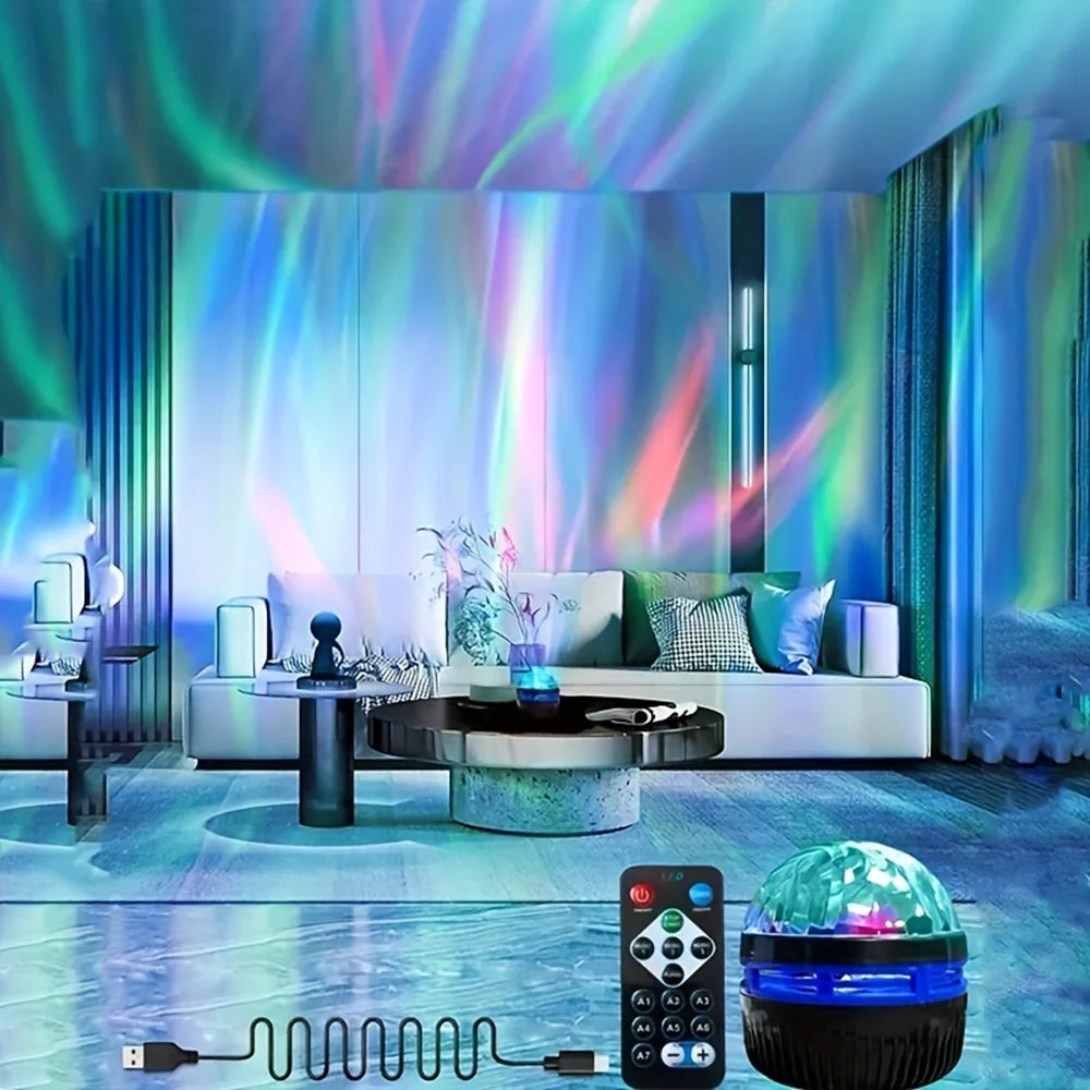 RGB Aurora Galaxy Projector – 360° Rotating USB Night Light for Home Theater Decor