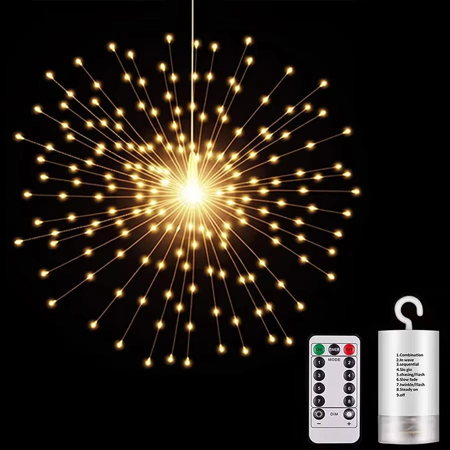 Firework Starburst Light – 120/180/200 LED Battery-Operated Hanging Fairy Globe Light