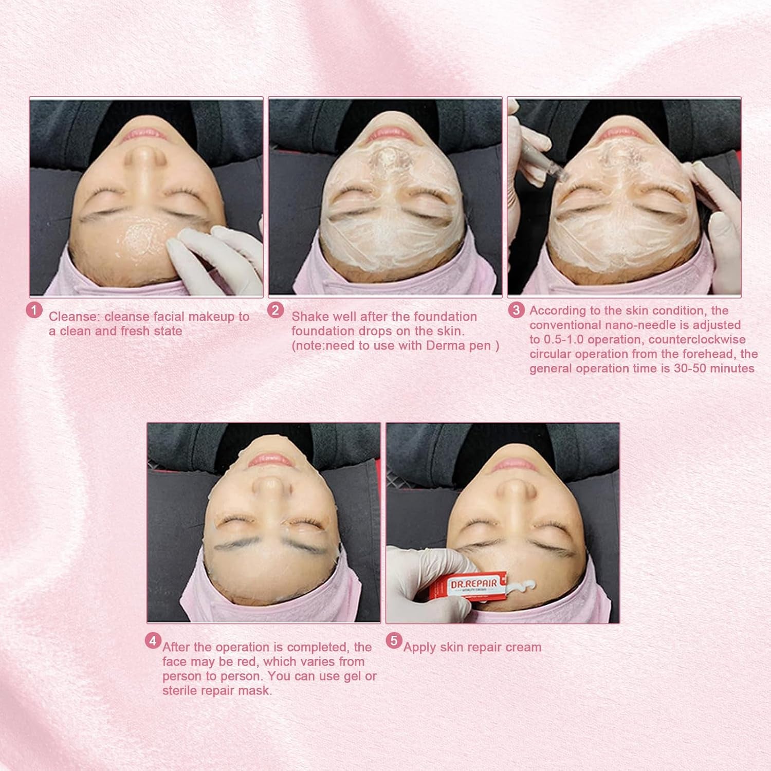 BB Facial Glow Serum Starter Kit Hydration Essence Foundation Skin Care Kit 0.27 Oz 10 Vials, Combined with Niacinamide and Peptides to Lighten Skin Tone Anti-Aging Foundation 5-Mix Pack