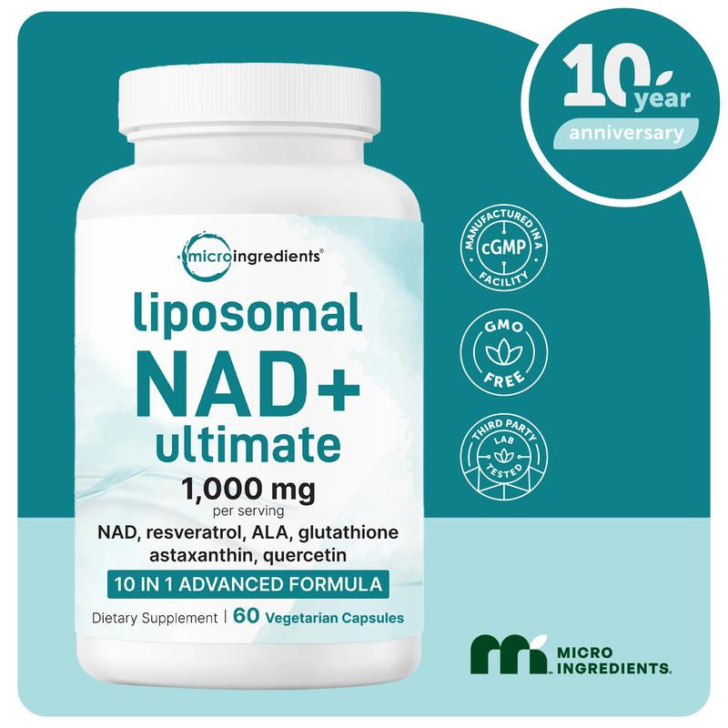 Micro Ingredients Liposomal NAD+ Ultimate 1,000Mg, 60 Veggie Capsules