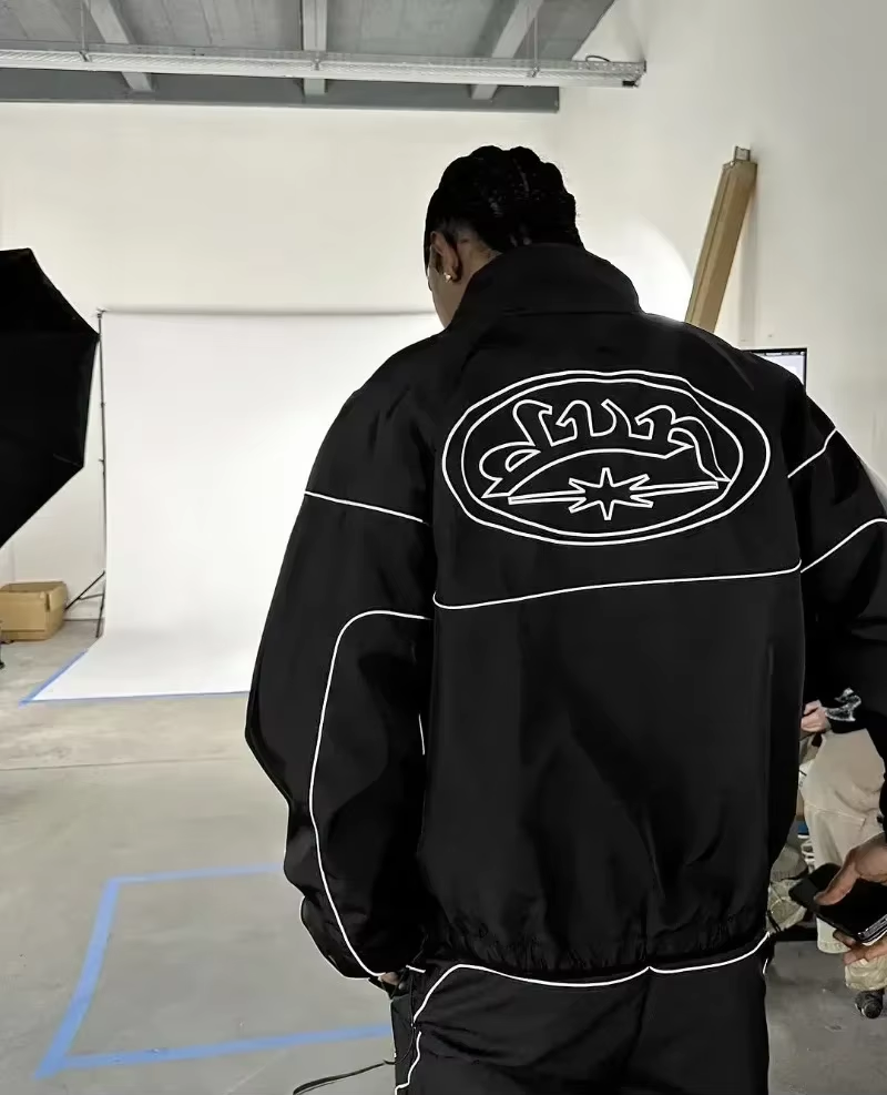 Gothic Style Fashion Suit Loose Letter Print Zip Hoodie Men'S Y2K Rock Hip Hop Street Hundred Super David Clothes Men'S Clothing