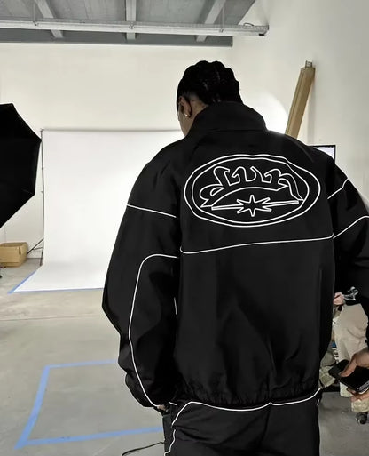 Gothic Style Fashion Suit Loose Letter Print Zip Hoodie Men'S Y2K Rock Hip Hop Street Hundred Super David Clothes Men'S Clothing