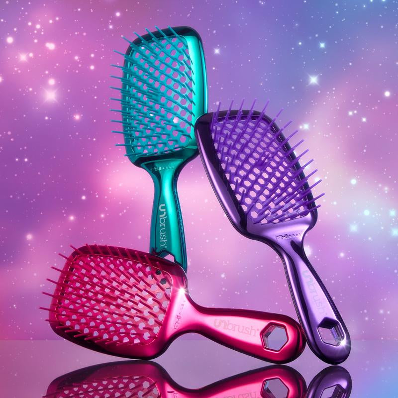 Unbrush Chrome Hair Brush, Detangling, Reduces Breakage and Styling Time, Anti-Static, Vented Cushion, Holiday Special Edition, Gift, for Curly and All Hair Types