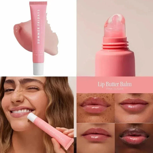 Fashion  Cherry Pink Sugar Vanilla Lip Balm Moisturizing Lipstick Set Soft Tube Mirror Lip Gloss Lip Makeup Care