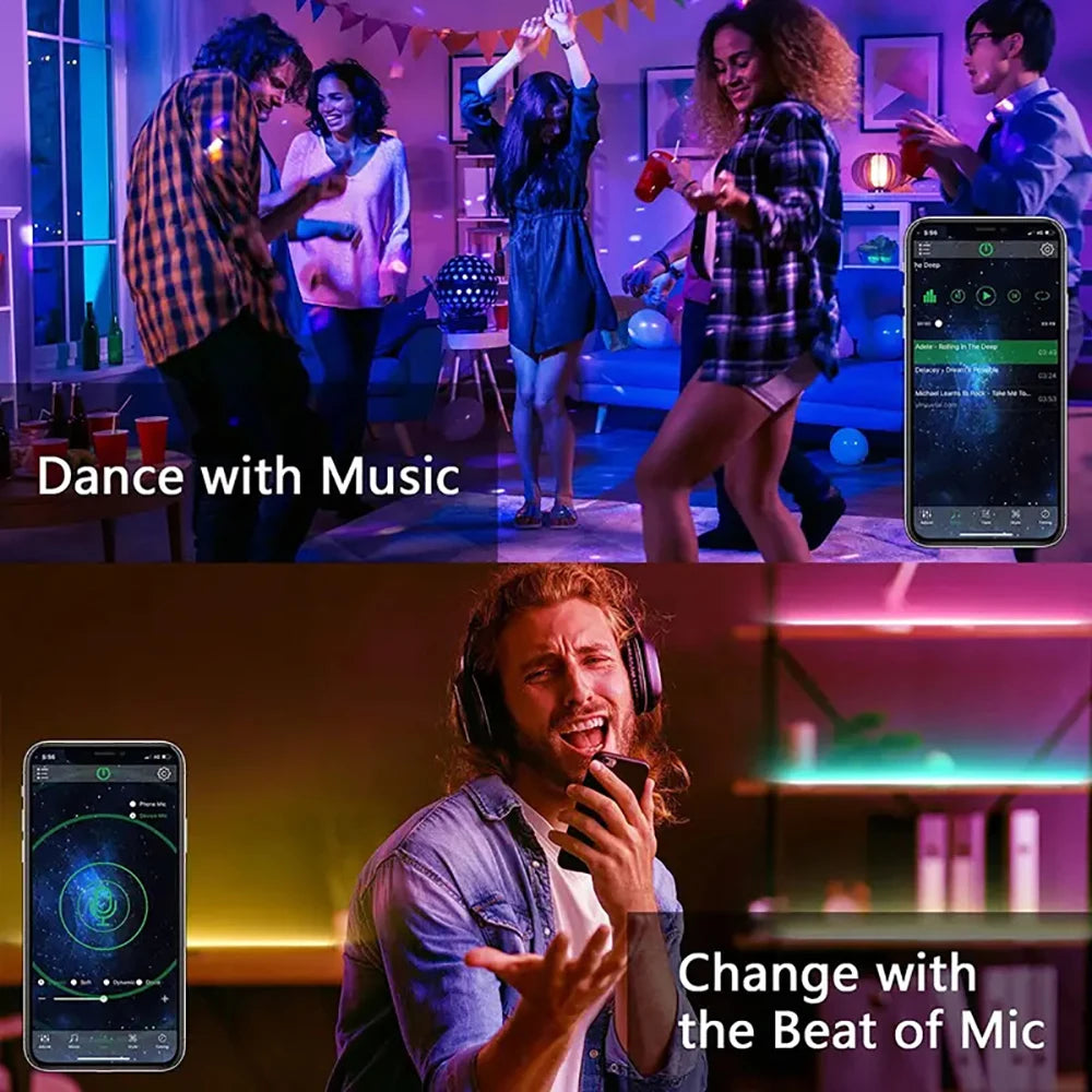 RGB LED Strip Lights 40M / 131Ft – Music Sync, APP + Remote Control, USB 5V Flexible Tape