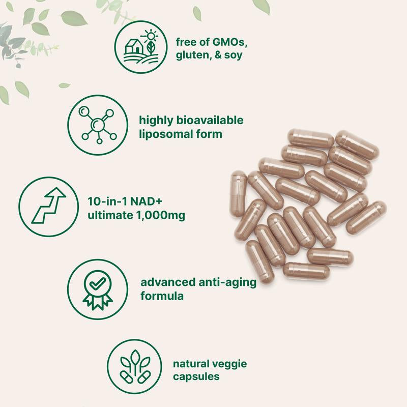 Micro Ingredients Liposomal NAD+ Ultimate 1,000Mg, 60 Veggie Capsules