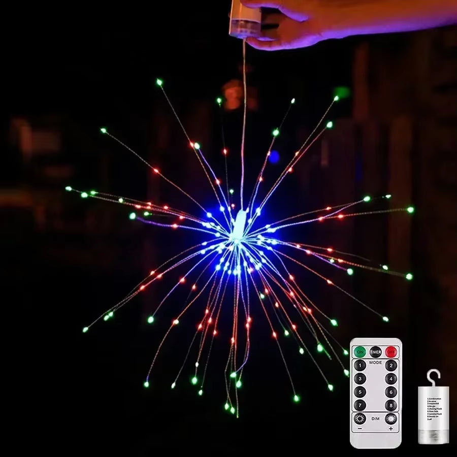Firework Starburst Light – 120/180/200 LED Battery-Operated Hanging Fairy Globe Light