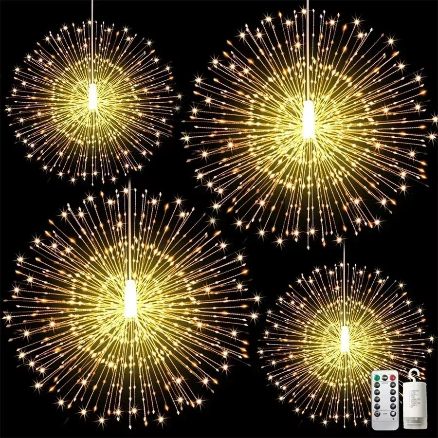 Firework Starburst Light – 120/180/200 LED Battery-Operated Hanging Fairy Globe Light