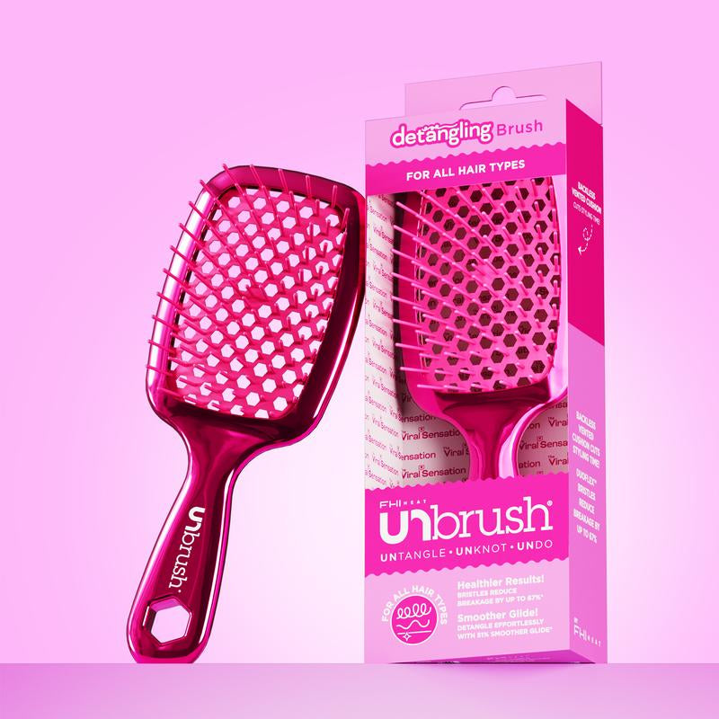 Unbrush Chrome Hair Brush, Detangling, Reduces Breakage and Styling Time, Anti-Static, Vented Cushion, Holiday Special Edition, Gift, for Curly and All Hair Types