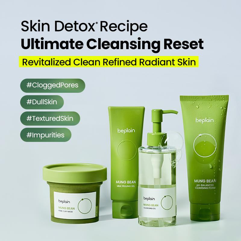 [Beplain Official] Ultimate Cleansing Reset Skin Detox Recipe Mung Bean Oil + Foam+ Peeling Gel+ Clay Mask Skin Repair Nourishing Gentle Cleanser